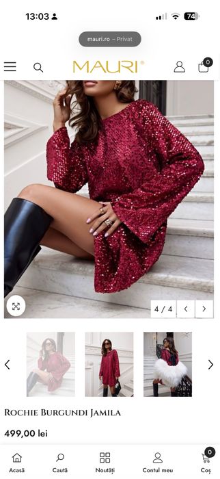 Rochie rosie cu paiete Mauri