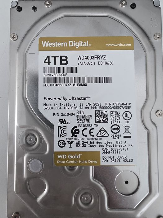 WD HDD 4TB 7200RPM gold