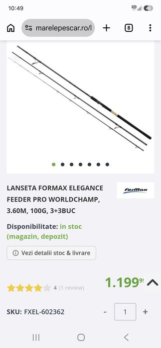 Lansetă Formax Elegance Worldchamp 3.60M 100G  + Daiwa 24 TDR QD AB