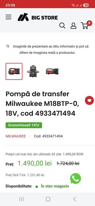 Milwaukee pompa transfer
