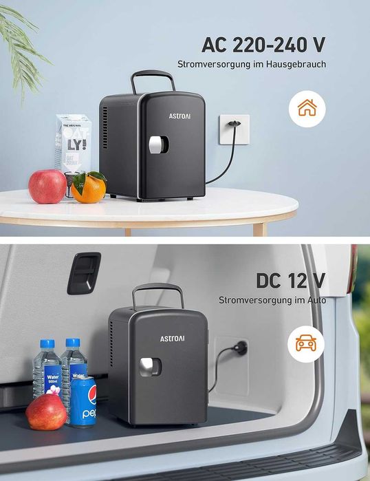 Mini frigider AstroAI, frigider termoelectric portabil de 4 litri/6 canistre AC/DC pentru îngrijirea pielii, băuturi, alimente, casă, birou .
