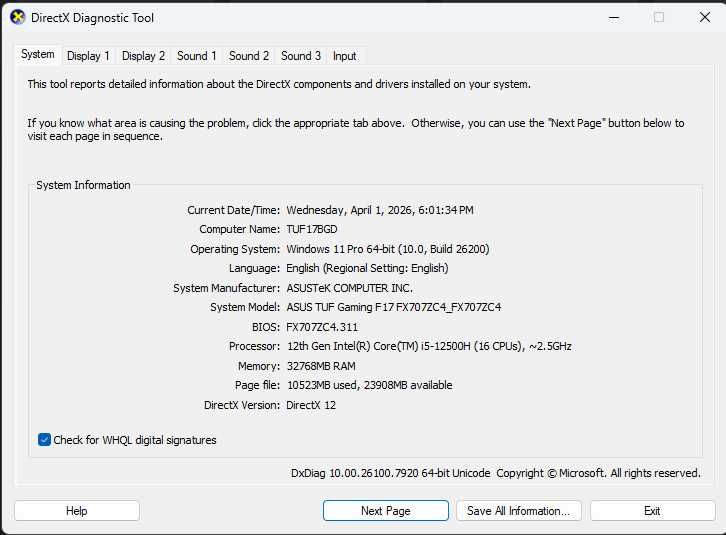Laptop ASUS TUF F17 2.5 TB stocare, 32 GB RAM