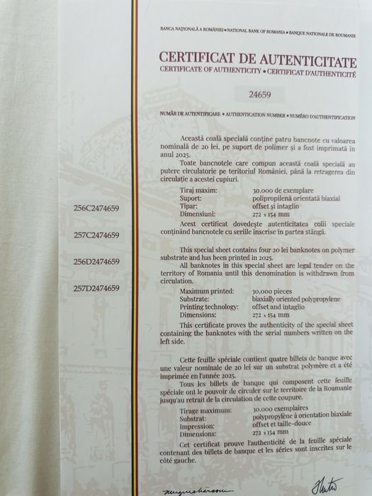 Bacnote Ecaterina foaie intreaga. Detin mai multe serii