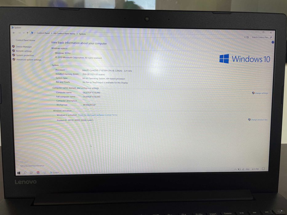 Lenovo Ideapad 330 Core i7, 20 GB RAM, NVIDIA GTX 1050
