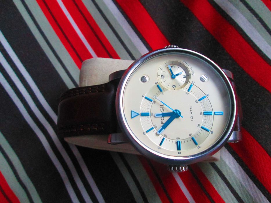 ceas barbatesc Fossil 2 cadrane impecabil