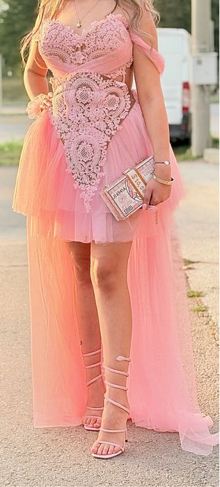 Официална розова рокля