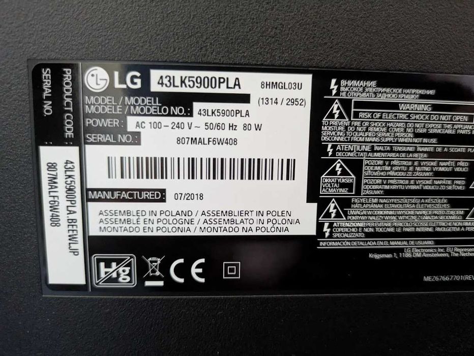 Televizor LG Smart TV - 108 cm - impecabil