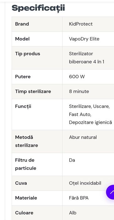 Sterilizator Biberoane Multifunctional 4 in 1 KidProtect VapoDry Elite