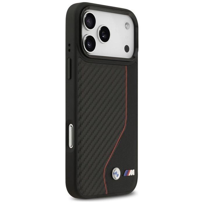 Case bmw m carbon line & logo magsafe for iphone 17 pro max red