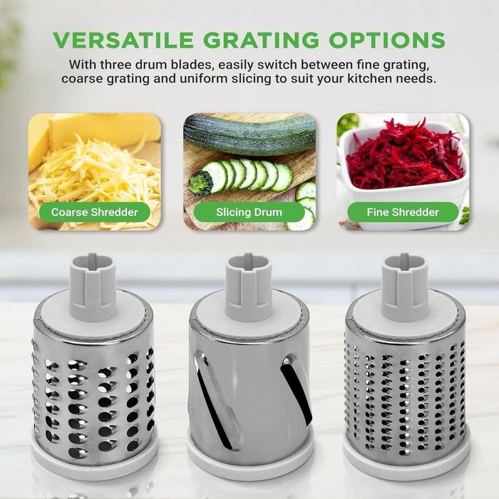 Feliator manual 3-in-1 cu manivela si 3 lame interschimbabile din inox