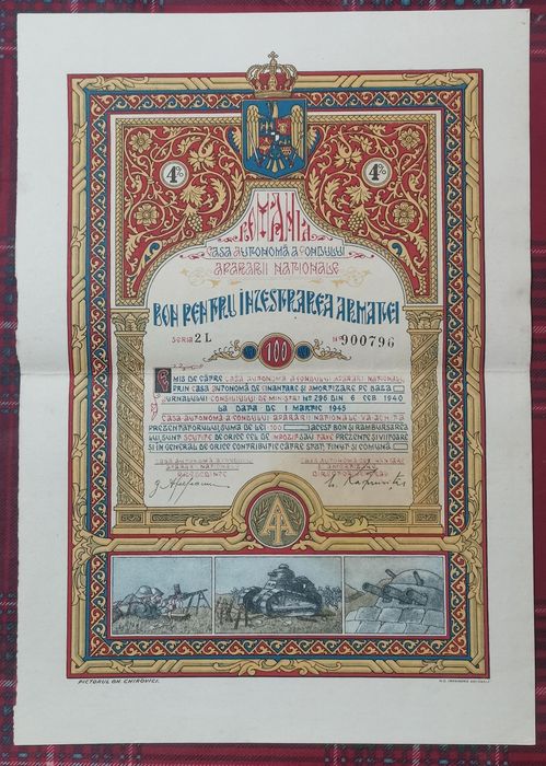 Bon pentru înzestrarea armatei din 1942