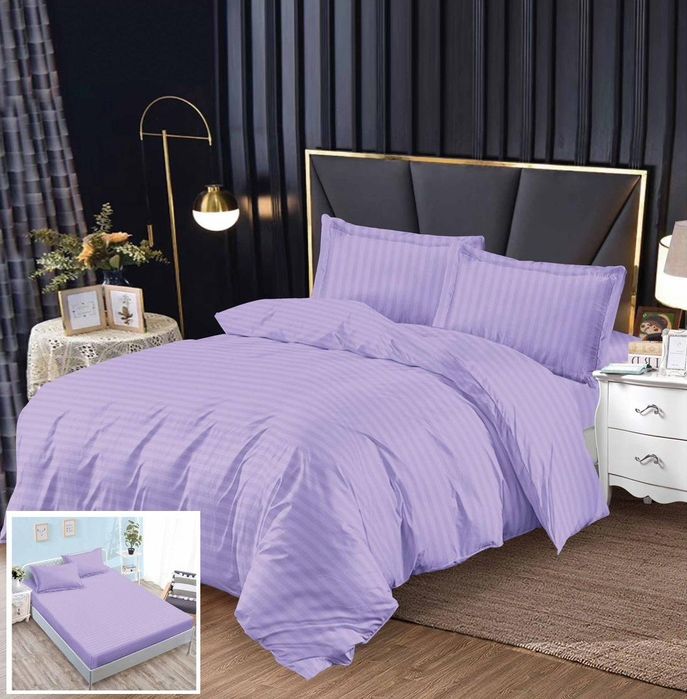 Lenjerie Damasc Lipide Dx002, Damasc, 4 Piese, Cu Elastic, Lila