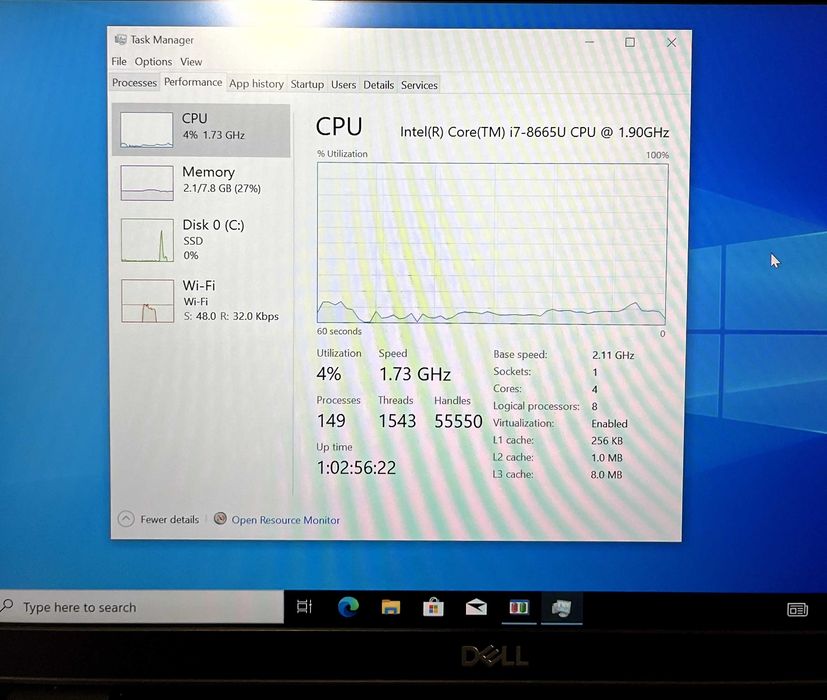 Лаптоп Dell Latitude 5300, Intel Core i7 8665U, 8GB ram