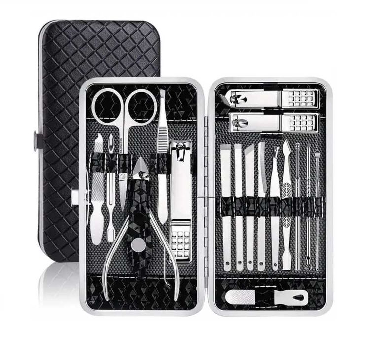 Trusa manichiura profesionala 18 piese, Black&Silver