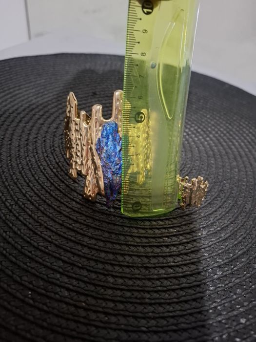 Set cuart Aura albastru bratara 6.5 cm si inel 2 cm reglabile