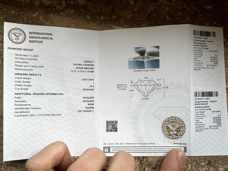 Inel Logodnă SIGILAT Diamant Adevărat 0.5ct Firesc Rose Gold CERTIFICAT! - nefolosit