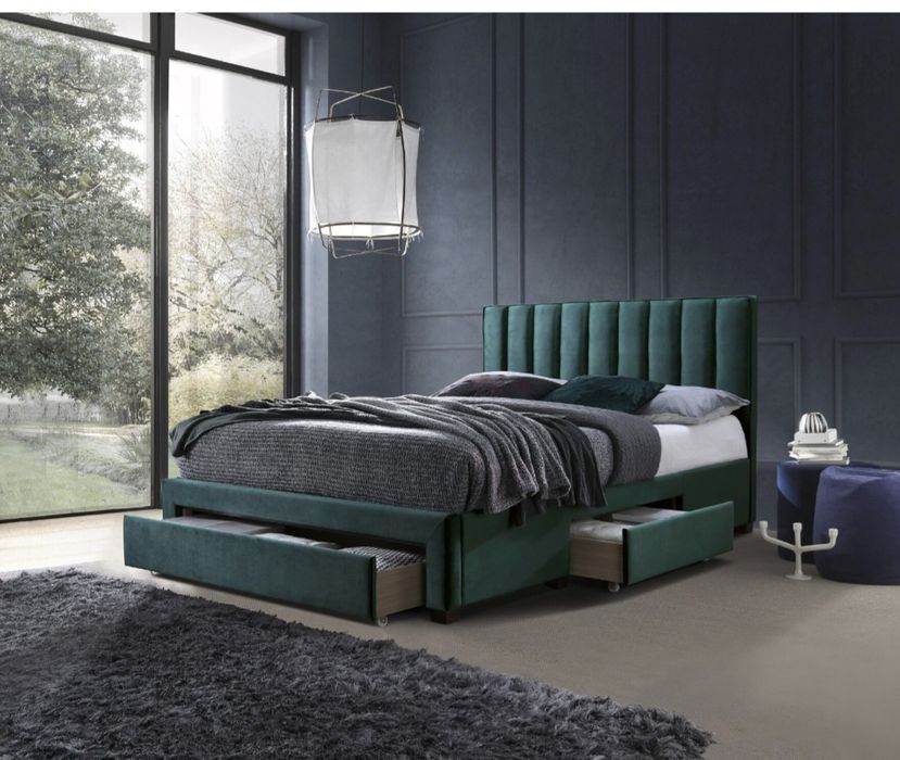 Pat tapitat 140×200 cm + saltea  140×200 cm