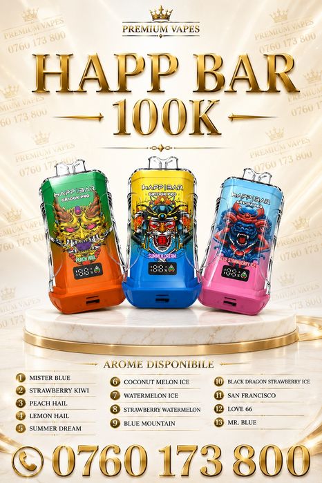 HAPP BAR 100k - Vape-uri tip țigară electronică cu arome intense de shisha
