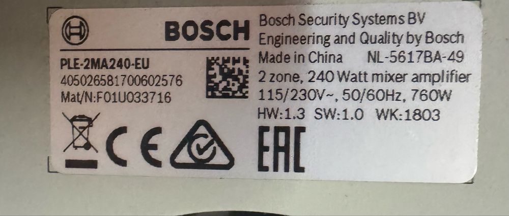 Amplificator Bosch PLE-2MA240-EU