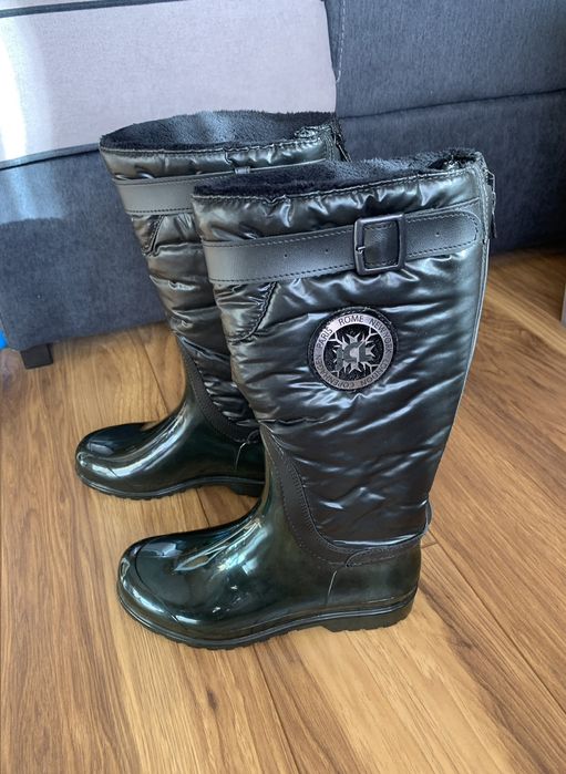 ПРОМО!!! Черни гумени ботуши с подплата 37 номер