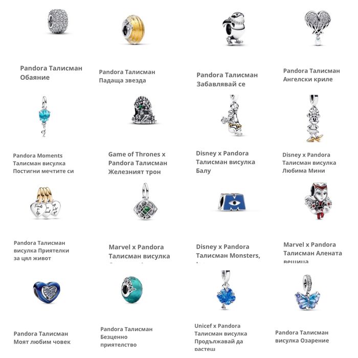 Талисмани Пандора Pandora Нови колекции модели 2025