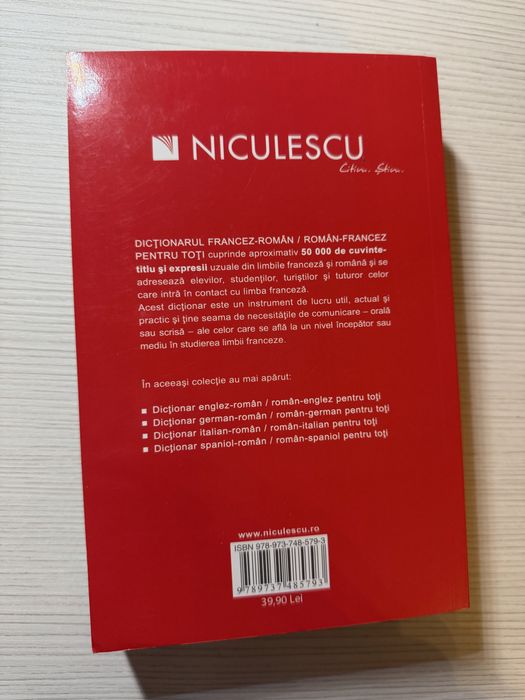 Dictionar francez-roman, roman-francez, NICULESCU