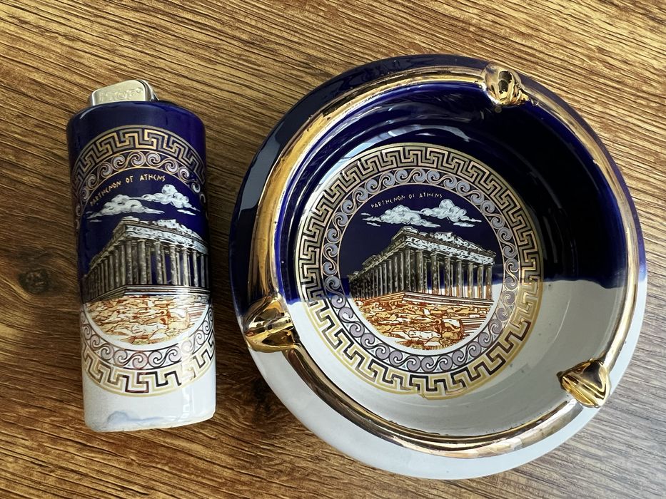 Пепелник и чашка за запалка от Гърция, ръчна изработка