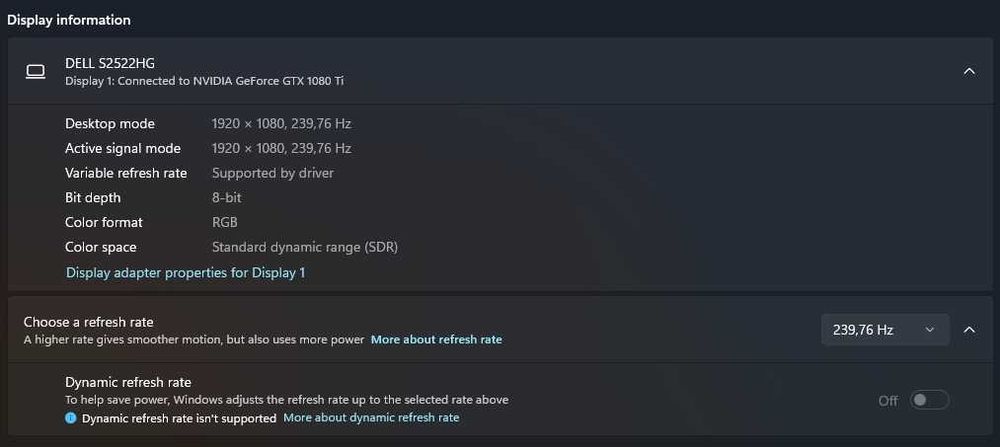Monitor Gaming LED IPS Dell S2522HG 25" 240/280hz, garantie