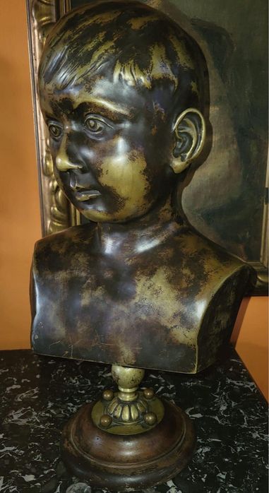 Bust Copil Bronz semnat