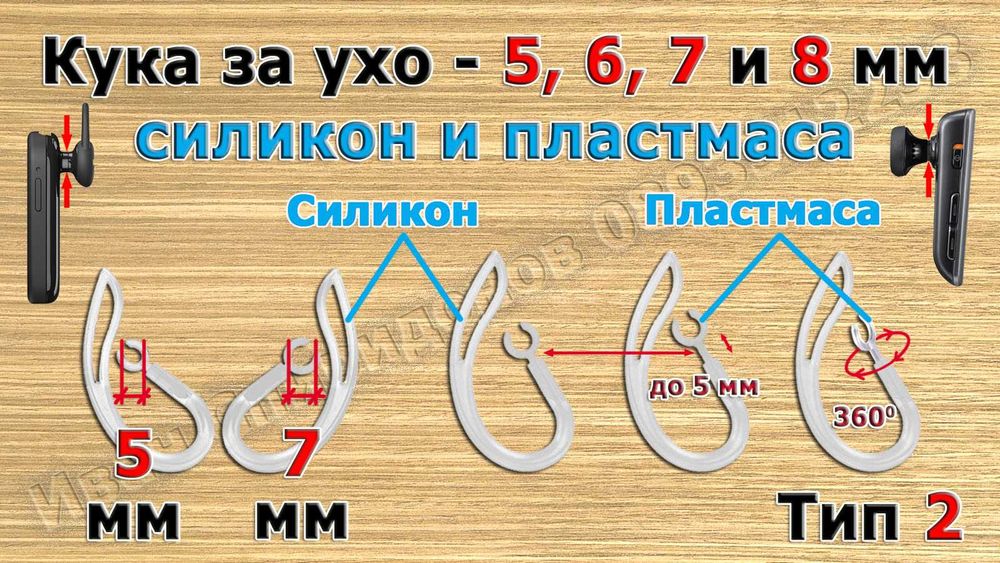 Аксесоари за слушалки - кука за ухо и силиконов накрайник
