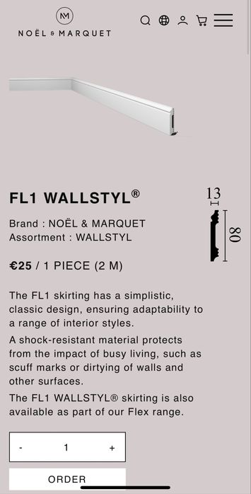 Перваз дизайнерски Nöel & Marguet WallStyle FL1