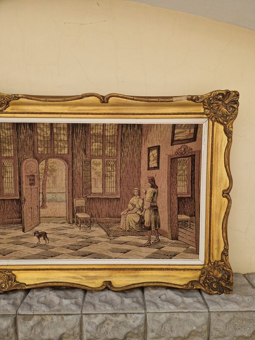 Уникален огромен антикварен белгийски гоблен