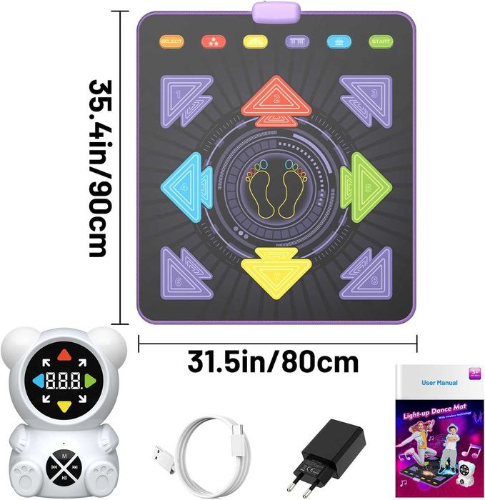 Нов!Светещ танцуващ килим с безжичен контролер и музикални режими (3+)