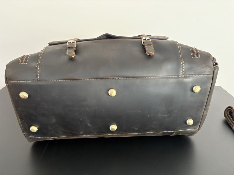 Кожен сак / пътна чанта от конска естествена кожа – тъмно кафяво