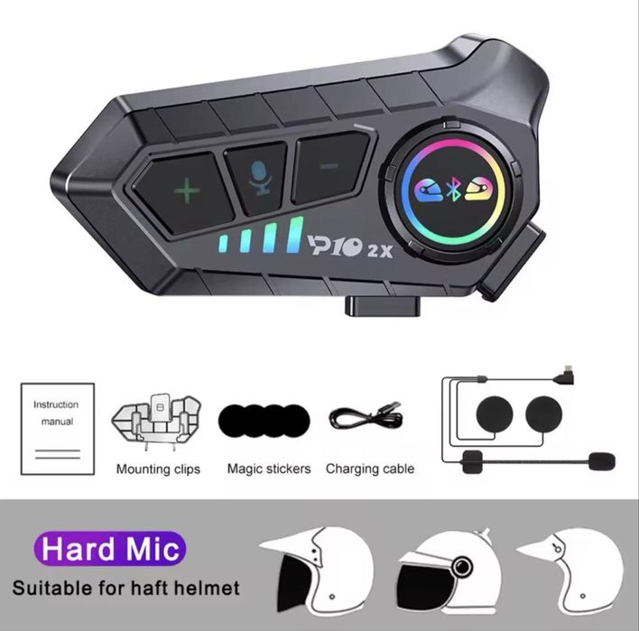 Sistem comunicare intercom moto, casti noi 2 bucati
