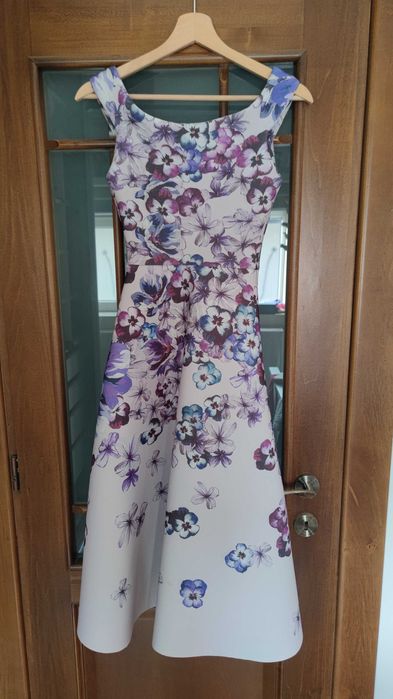Rochie asimetrică True Violet, floral, potrivit civilă / eveniment, XS