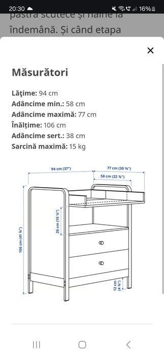 Masa infasat /Comoda Mesteacan Ikea