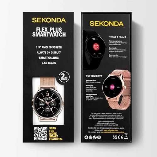 Нов Смарт часовник Sekonda Flex Plus 42мм Розово Злато I68 iOS Android