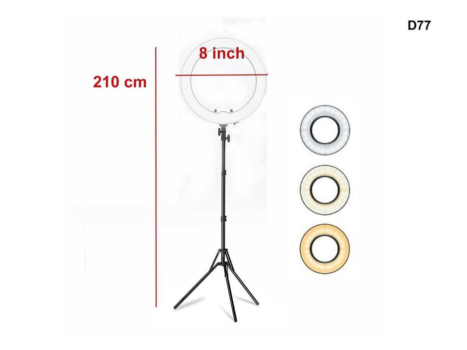 Ring Light LED 8 inchi Fotografie Lampa Circulara Ring Trepied 210cm