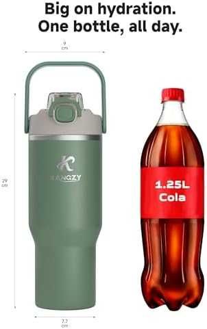 Нова Метална термо бутилка 1L със сламка 1L неръждаема стомана вакуумна изолация