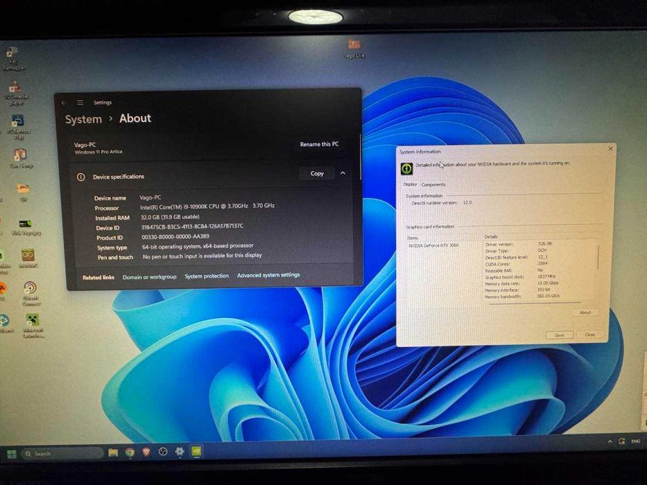 Геймърски компютър i9-10900K / RTX 3060 / 32GB RAM / 1TB SSD