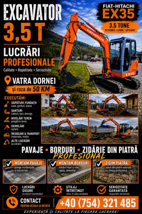 Excavari Vatra dornei,Montam pavaje,borduri,zidim piatră