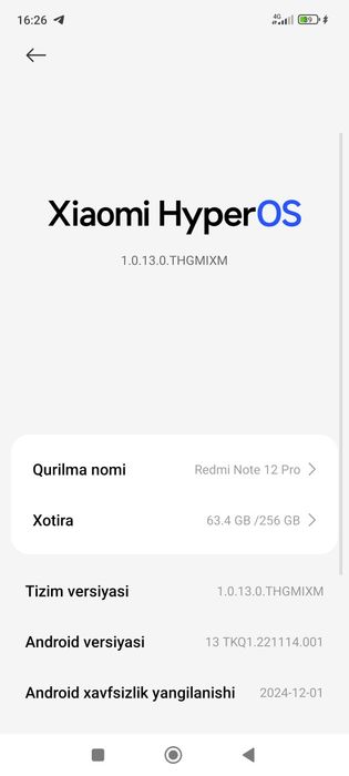 Redmi not 12pro 8+8ga 256 talik