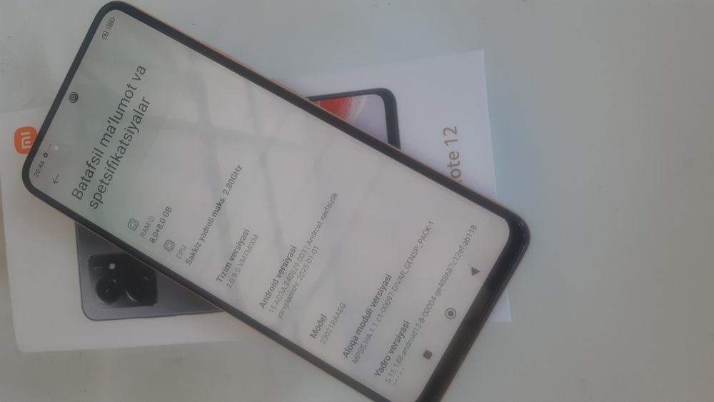 Redmi Note 12 8+8/128 Yangi holatda + karobka dokument!