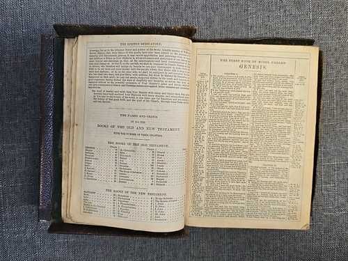 Biblia / Biblie veche , 1864 ,engleza, coperta piele, 14x11 cm