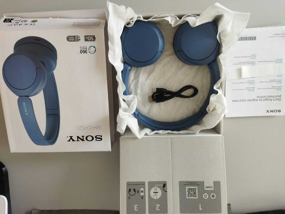 Продавам НОВИ Sony WH-CH520 (син цвят) – безжични слушалки!