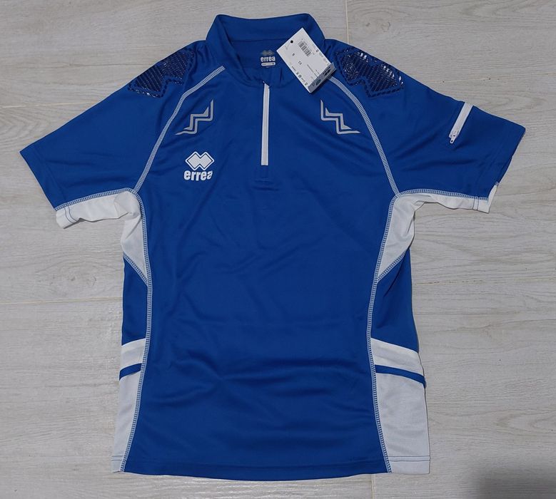 Bluza tehnică Erreà albastru-alb cu fermoar –nouă cu etichetă,marime S