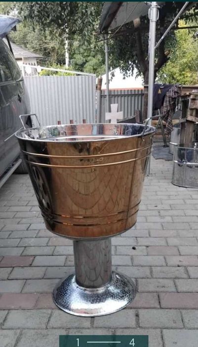 cristelnita de botez de inox auriu