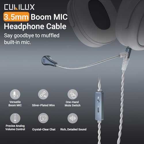 Нов 3.5mm AUX кабел за слушалки с бум микрофон за игри и разговори