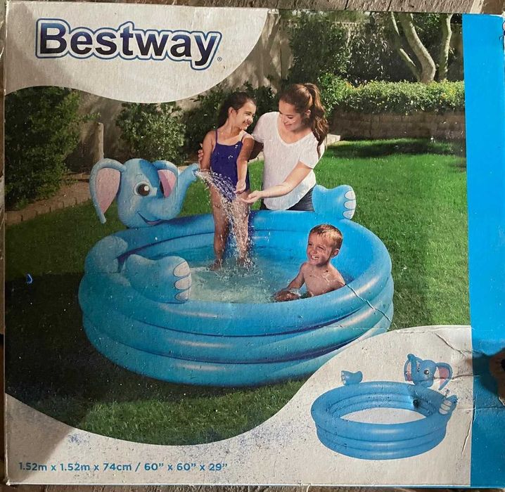 Piscina cu cadru metalic Bestway Pro 56401, supraterana, dreptunghiulara, 221 x 150 x 43 cm + Bonus: piscina Elefant